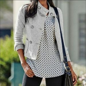 CAbi 3182 quilted knit jacket heathered gray XL